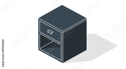 Black Nightstand with Single Drawer and Shelf.