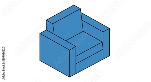 Blue 3D Rendered Armchair Furniture Design.