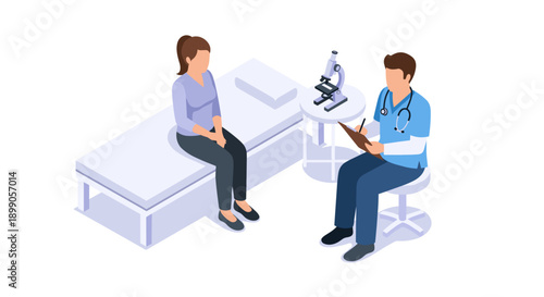 Doctor Consulting with Patient in Clinic.