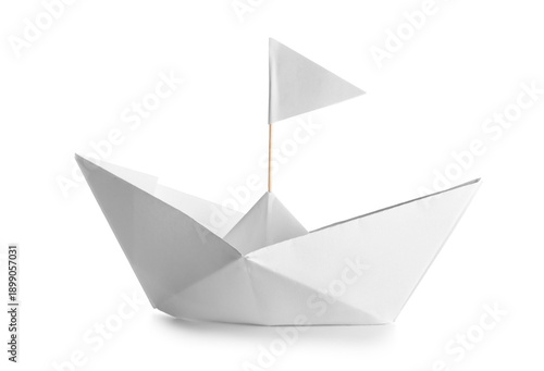 Free Download Origami boat with flag on white background - GFXLoad