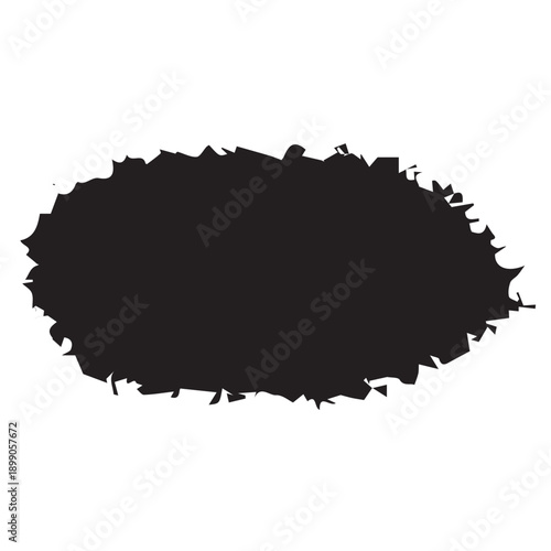 Abstract black ink blot or paint smudge isolated on white background.