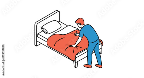 Healthcare Worker Making Hospital Bed.