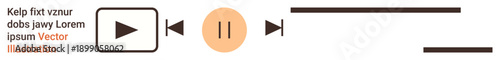 Media controls, user interface, streaming services, audio playback, video control, digital tools. Play, pause and rewind symbols in a minimalist design. Media controls and user interface concept