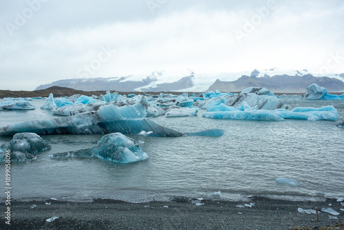Blue Ice Chunks Driftring Away