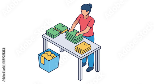 Man Organizing Stacks of Money on Table.