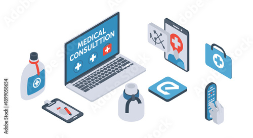 Medical Consultation Online Laptop Digital Health.