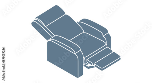 Reclining Sofa with Footrest and Armrests.