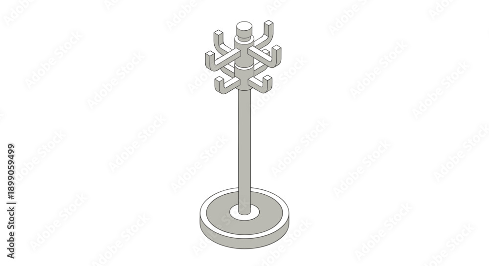 Obraz premium Silver Coat Rack with Multiple Hooks.