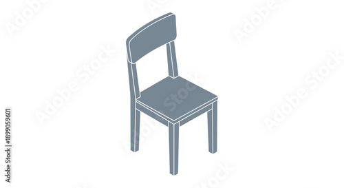Simple Gray Plastic Chair Isolated.
