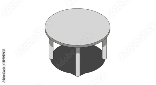 Simple Gray Round Coffee Table Illustration.