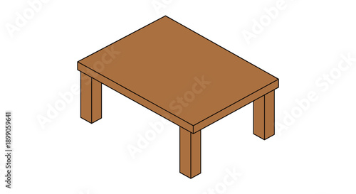Simple Brown Wooden Table Top View.