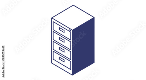 Simple Illustration of Filing Cabinet with Drawers.