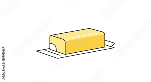 Simple Line Drawing of a Block of Butter.