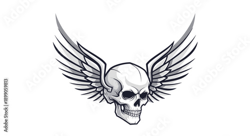 Skull with Wings Illustration Design.