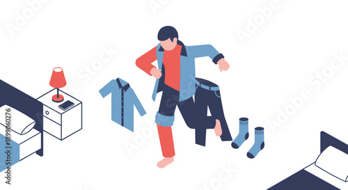 Woman Getting Dressed in the Morning.