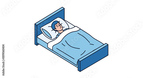 Woman Sleeping Peacefully in Bed Illustration.