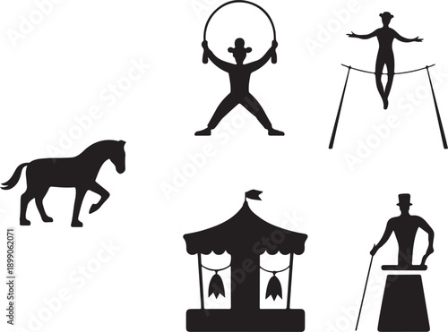 Circus Performers and Horse Silhouette Collection