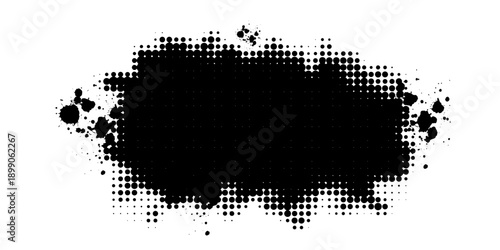 Vector splatter paint texture.Distress grunge banner,black spray blot of ink abstract background.