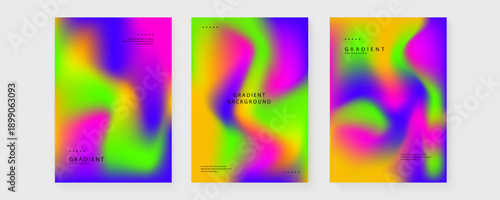 Set of three abstract gradient posters with modern typographic layout