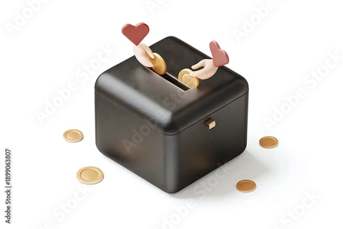 Islamic Charity Zakat Box 3D Donation Concept.