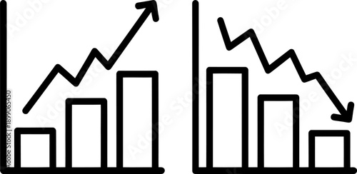 Contrasting upward and downward trends in financial or performance metrics illustration