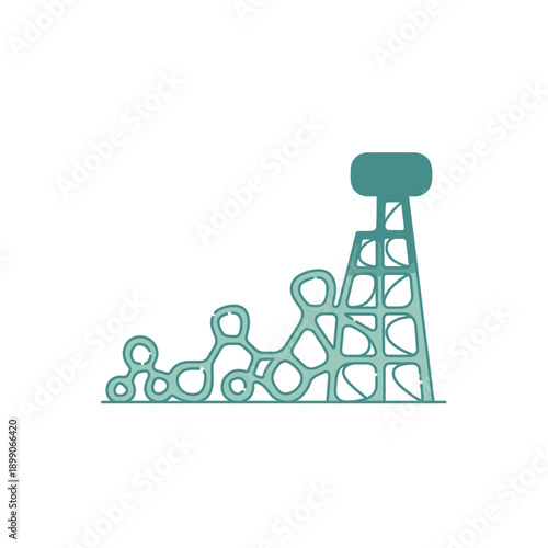 Abstract Teal Structure with Cellular Network Design.