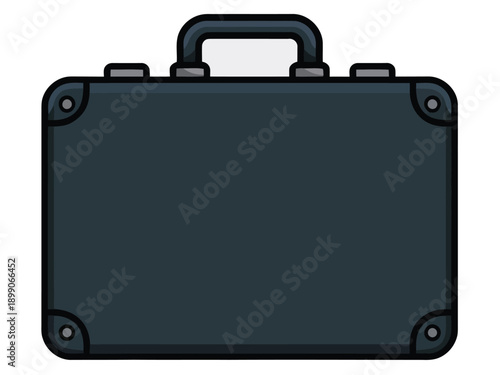 A sleek black briefcase with a handle on a white background