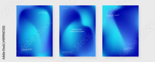 Collection of three blue and cyan professional gradient posters for corporate business branding and identity