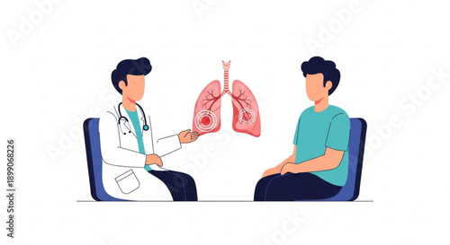 Preventive Tuberculosis Healthcare Communication Vector Illustration with Doctor Advising Patient About Lung Infection