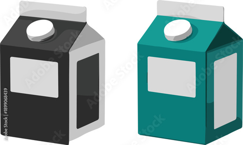 Milk carton packaging icon set black and green styles vector illustration for dairy product, beverage container, and food packaging concept