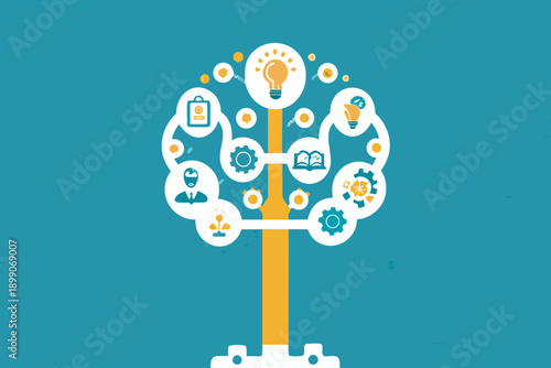 Conceptual tree illustration representing ideas growth and learning concepts