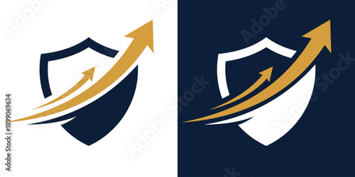 shield financial arrow logo design inspiration