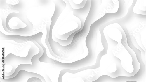 Abstract topographic paper cut background. White background with seamless wavy layers pattern. 3d papercut topography relief background illustration. Modern artwork backdrop.