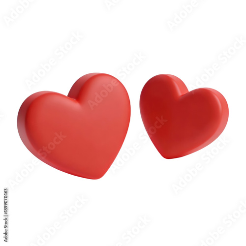 Red Heart Symbols Collection  Romantic Love Icons Isolated on Transparent Background, Generative AI