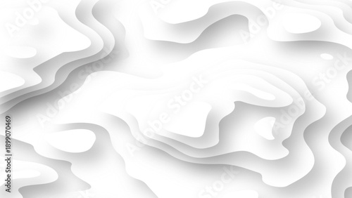 Abstract wave papercut layer white background with silver dots texture. Vector illustration.
