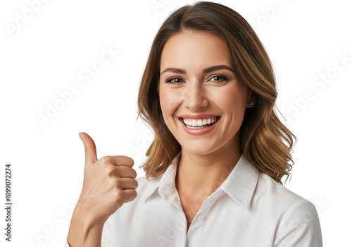 Wallpaper Mural Young woman giving a thumbs up isolated on transparent background Torontodigital.ca