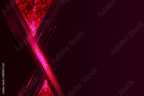 Vibrant pink geometric design with dark background and glowing accents