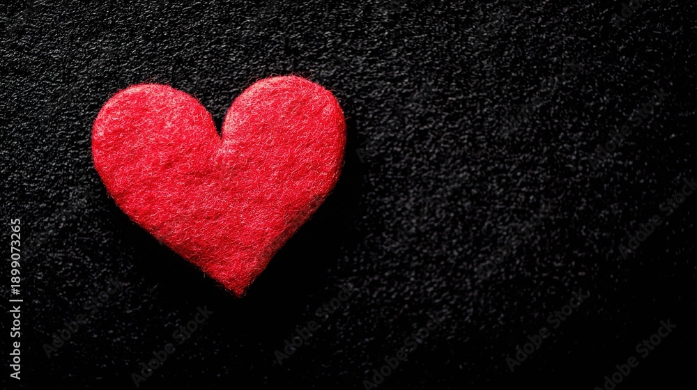 Obraz premium adoration. A red heart symbol stands out against a textured black background with a warm glow. wellbeing guides, coaching materials, designed for coaching and self-improvement content.