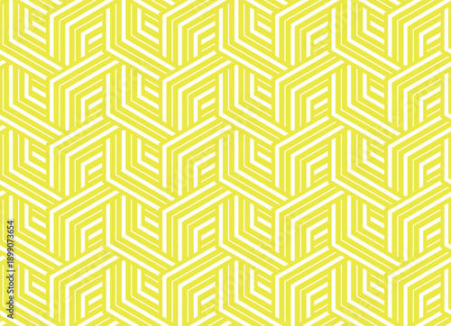 Abstract geometric pattern with stripes, lines. Seamless vector background. White and yellow ornament. Simple lattice graphic design