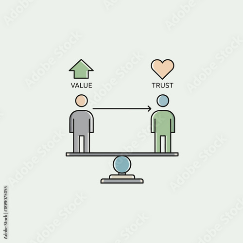 Balancing Value and Trust Between Two People on a Seesaw.