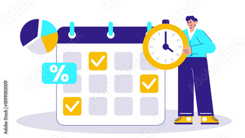 Professional managing time and project deadlines with a calendar