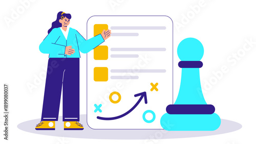 Professional woman presenting a checklist for business game plan