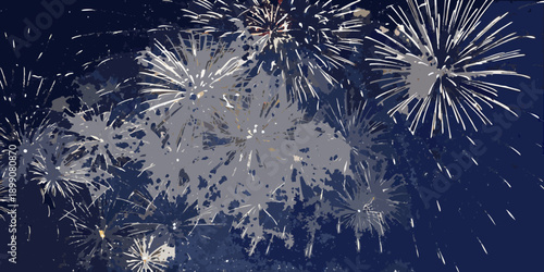 Spectacular fireworks display illuminates the dark night sky with brilliant bursts