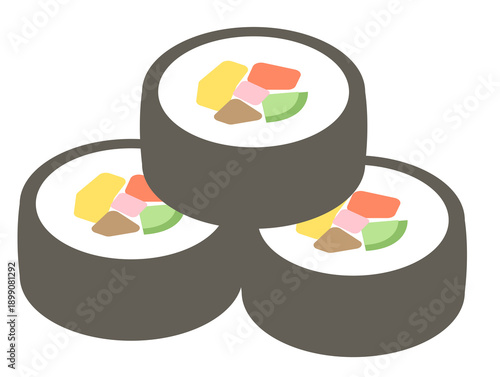 かわいい節分のイラスト_切った恵方巻き