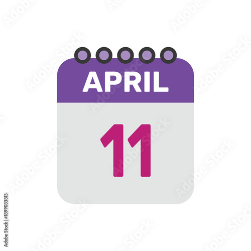 april 11 icon vector begins with colorful calendar page