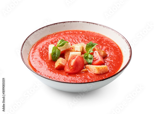 Creamy tomato soup with cro...