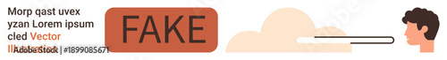 Fake news, lies detection, misinformation, deception, truth verification, media authenticity. A visible lie detector connecting to a head. Fake news and lies detection conceptual idea