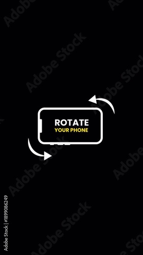 Rotate Your Phone Screen Orientation Prompt: Motion Graphic Icon for Device Rotation and Landscape Mode 4k video animation seamless loop