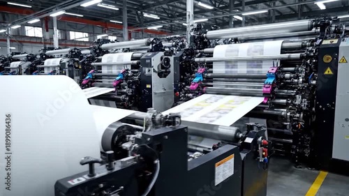 Industrial Printing Press Machine in Operation.
