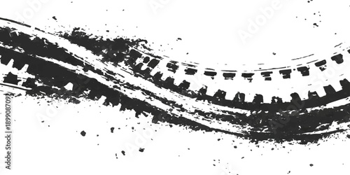 An abstract grunge vector pattern featuring a black ink splat and liquid paint spray texture with a brush stroke frame and dirty splatter stains on a banner background